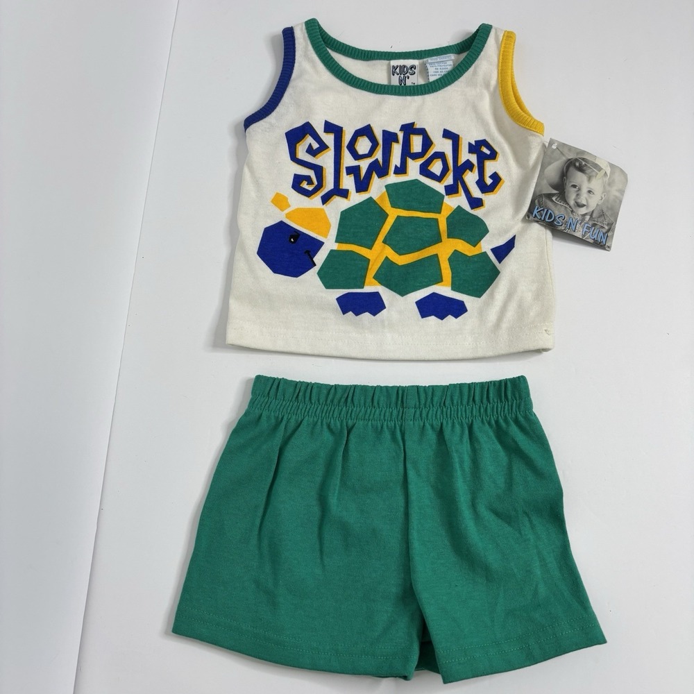 Vintage 1990's Boys Size 12M Shorts & Top Outfit NWT Turtle